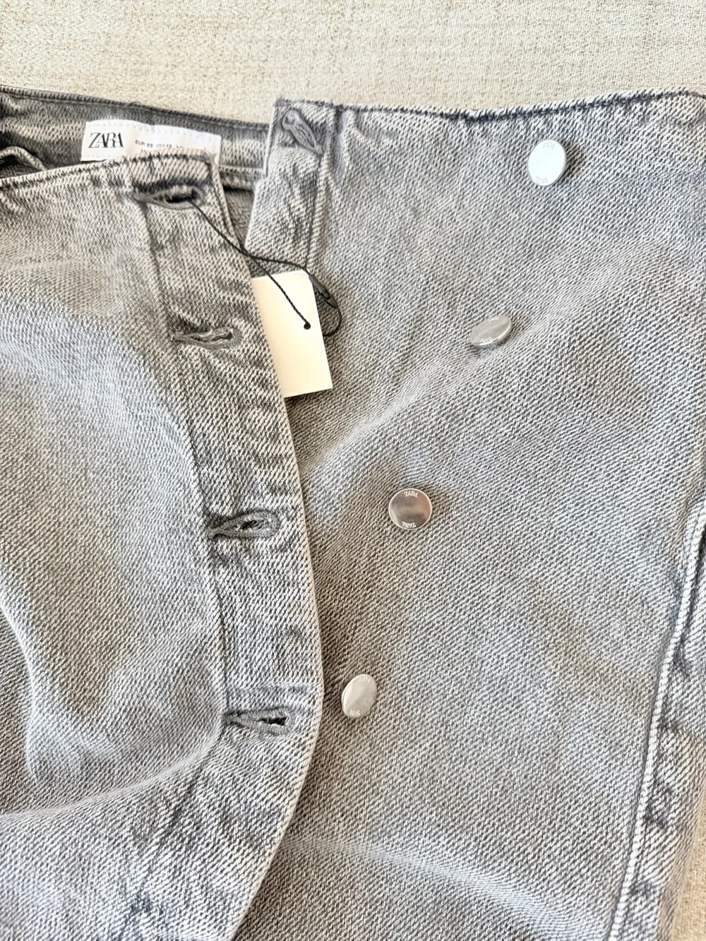 ⭐ ZARA Denim Crossover Midi Skirt in Dark Gray Z1975 XS - Picture 12 of 16
